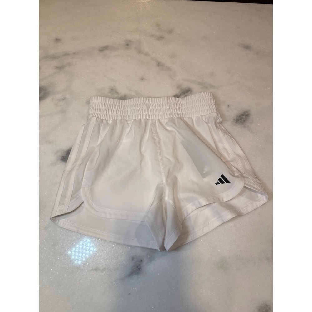 Adidas‎ Pacer Woven High Rise Training Shorts White XS IS2172 3 Inch Inseam